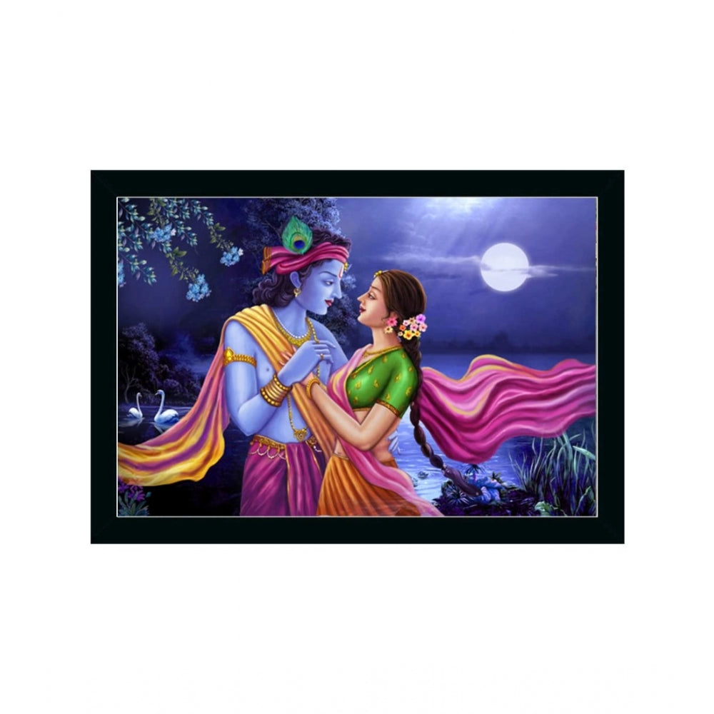 Generic Radha Krishna Painting with Synthetic Photo Frame (Multicolor)