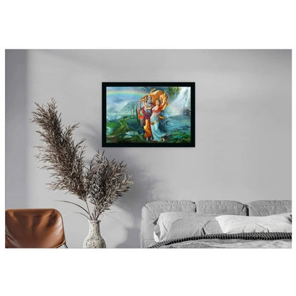 Generic Radha Krishna Painting with Synthetic Photo Frame (Multicolor)