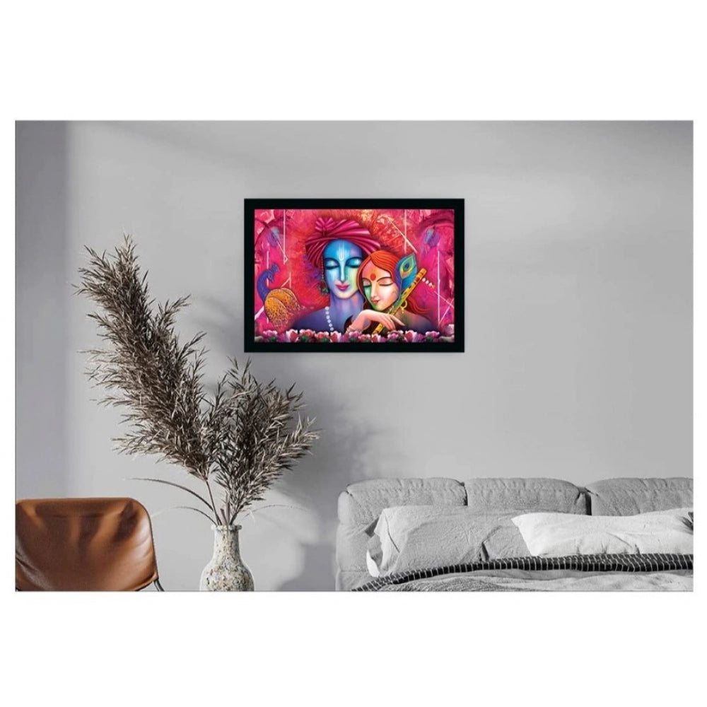 Generic Radha Krishna Painting with Synthetic Photo Frame (Multicolor)