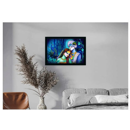 Generic Radha Krishna Painting with Synthetic Photo Frame (Multicolor)