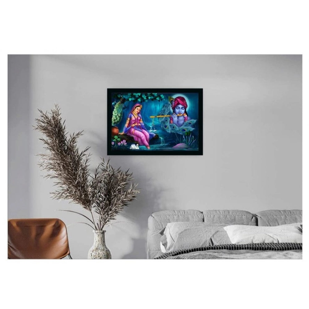 Generic Radha Krishna Painting with Synthetic Photo Frame (Multicolor)