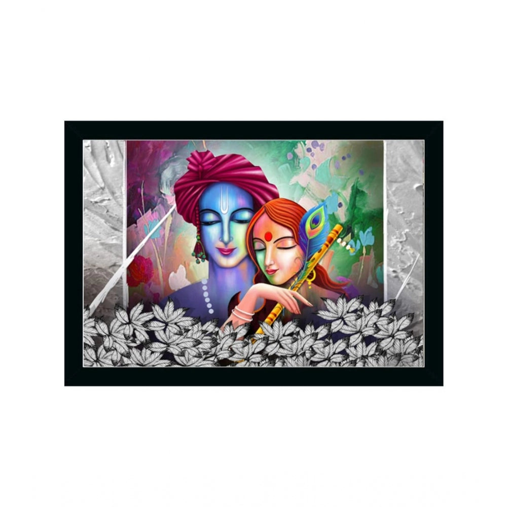 Generic Radha Krishna Painting with Synthetic Photo Frame (Multicolor)