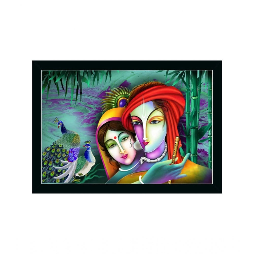 Generic Radha Krishna Painting with Synthetic Photo Frame (Multicolor)