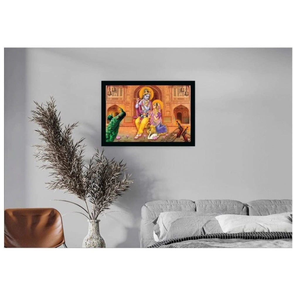 Generic Radha Krishna Painting with Synthetic Photo Frame (Multicolor)