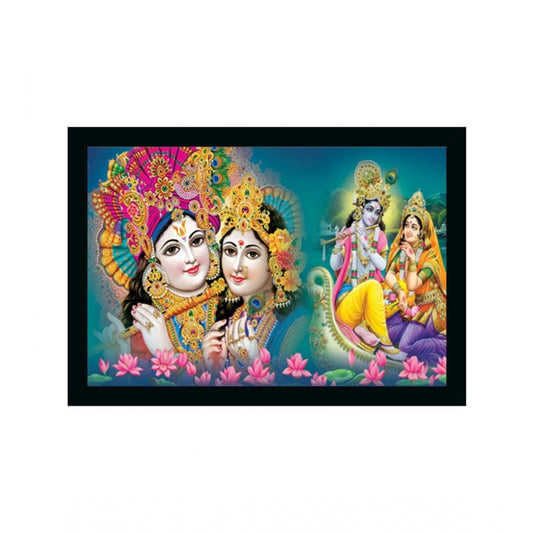 Generic Radha Krishna Painting Vinyl Sparkle Coated with Synthetic Photo Frame (Multicolor)