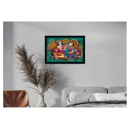 Generic Radha Krishna Painting with Synthetic Photo Frame (Multicolor)