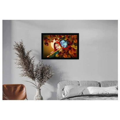 Generic Radha Krishna Painting with Synthetic Photo Frame (Multicolor)