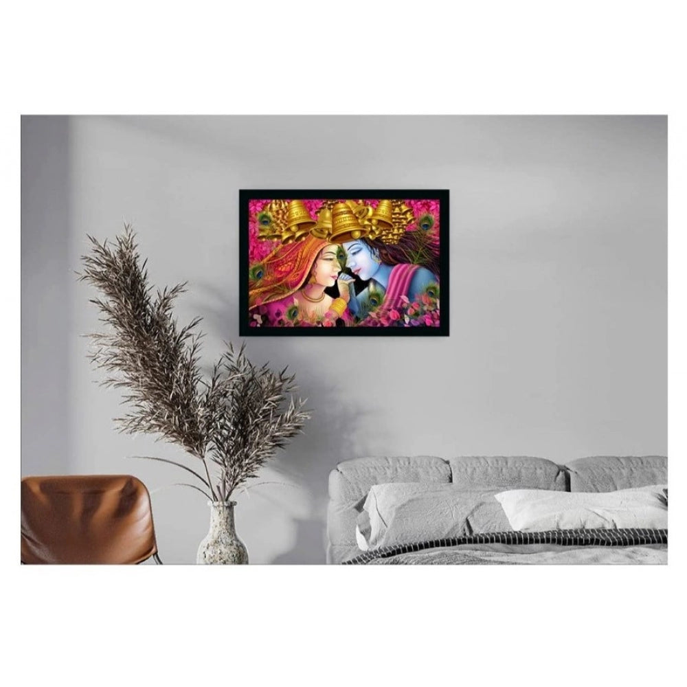 Generic Radha Krishna Painting with Synthetic Photo Frame (Multicolor)