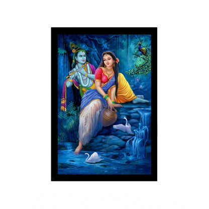 Generic Radha Krishna Painting with Synthetic Photo Frame (Multicolor)