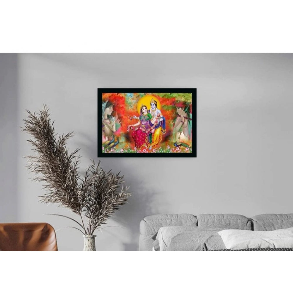 Generic Radha Krishna Painting with Synthetic Photo Frame (Multicolor)