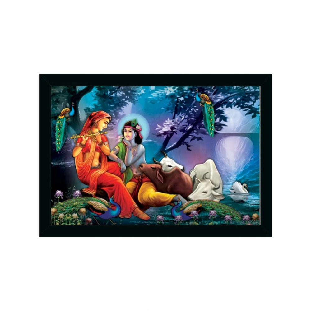 Generic Radha Krishna Painting with Synthetic Photo Frame (Multicolor)