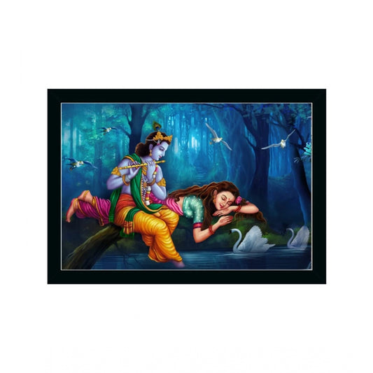 Generic Radha Krishna Painting with Synthetic Photo Frame (Multicolor)