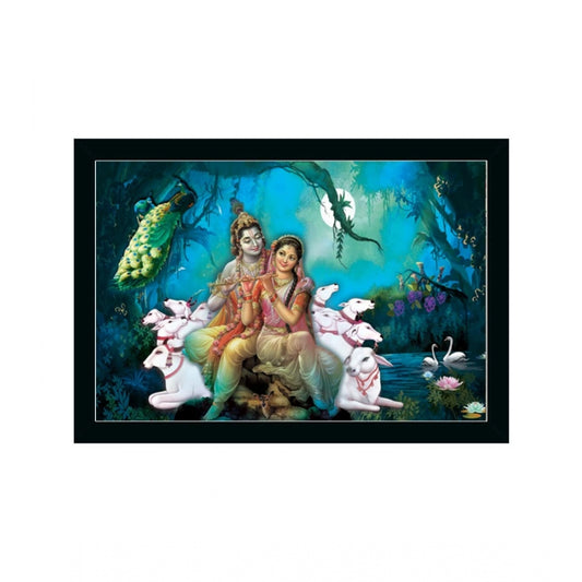 Generic Radha Krishna Painting with Synthetic Photo Frame (Multicolor)