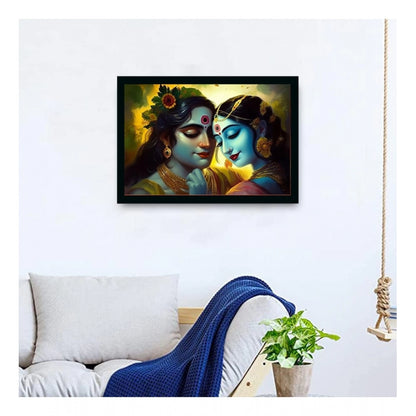 Generic Radha Krishna Painting with Synthetic Photo Frame (Multicolor)