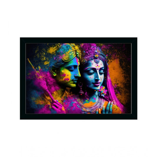 Generic Radha Krishna Painting with Synthetic Photo Frame (Multicolor)