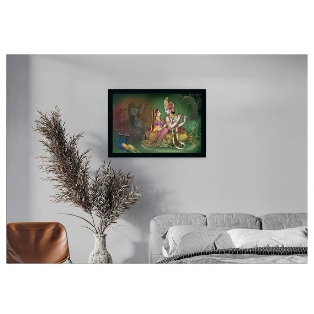 Generic Radha Krishna Painting with Synthetic Photo Frame (Multicolor)