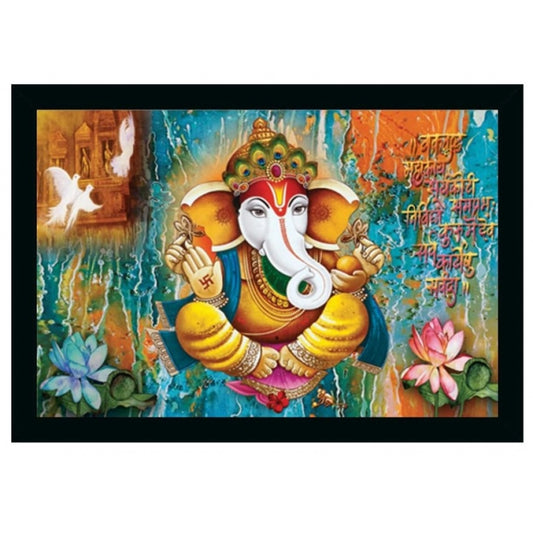 Generic Ganesh Photo with Synthetic Photo Frame (Multicolor)