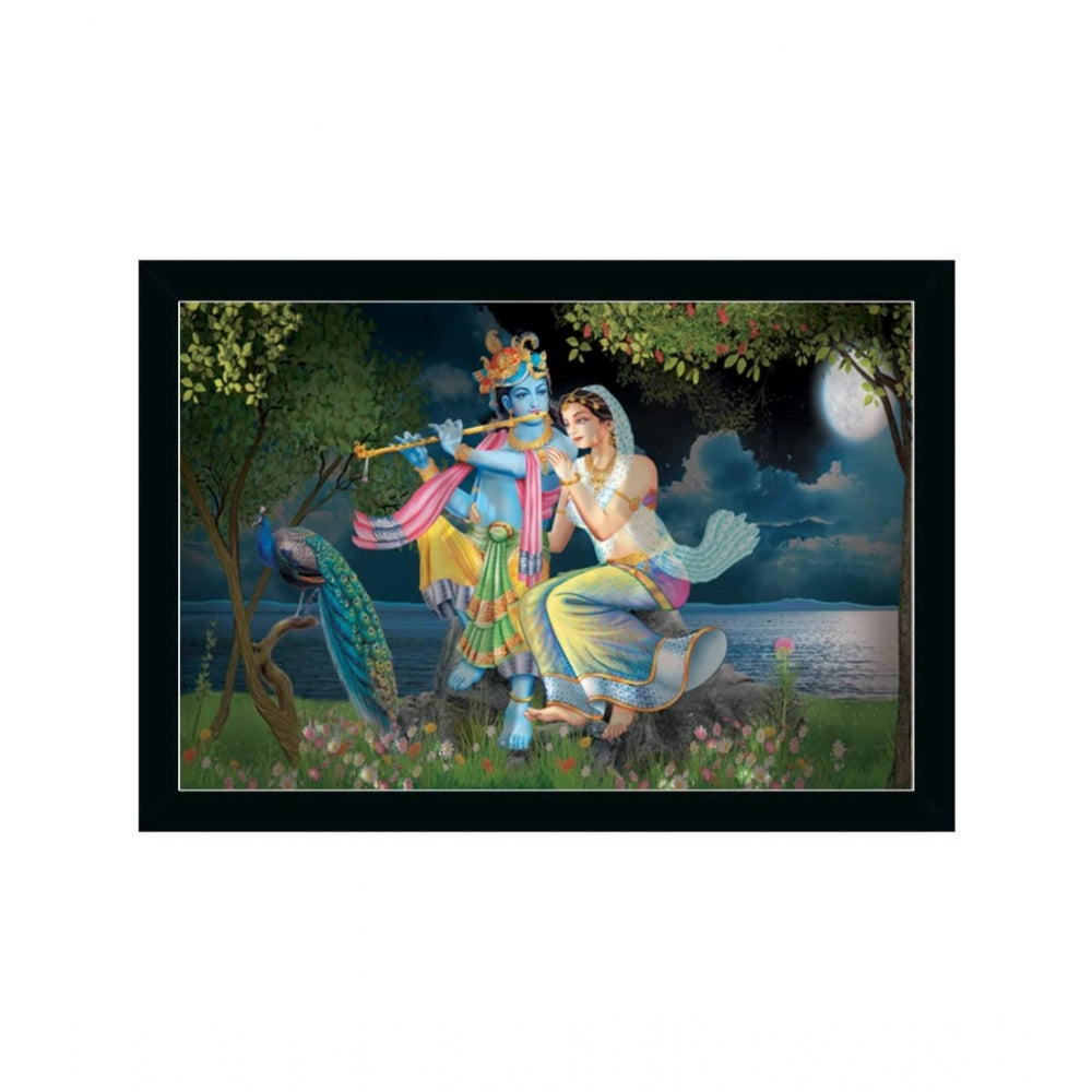 Generic Radha Krishna Painting with Synthetic Photo Frame (Multicolor)