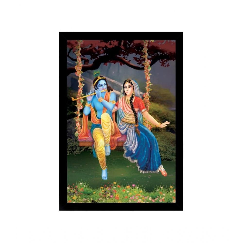 Generic Radha Krishna Painting with Synthetic Photo Frame (Multicolor)