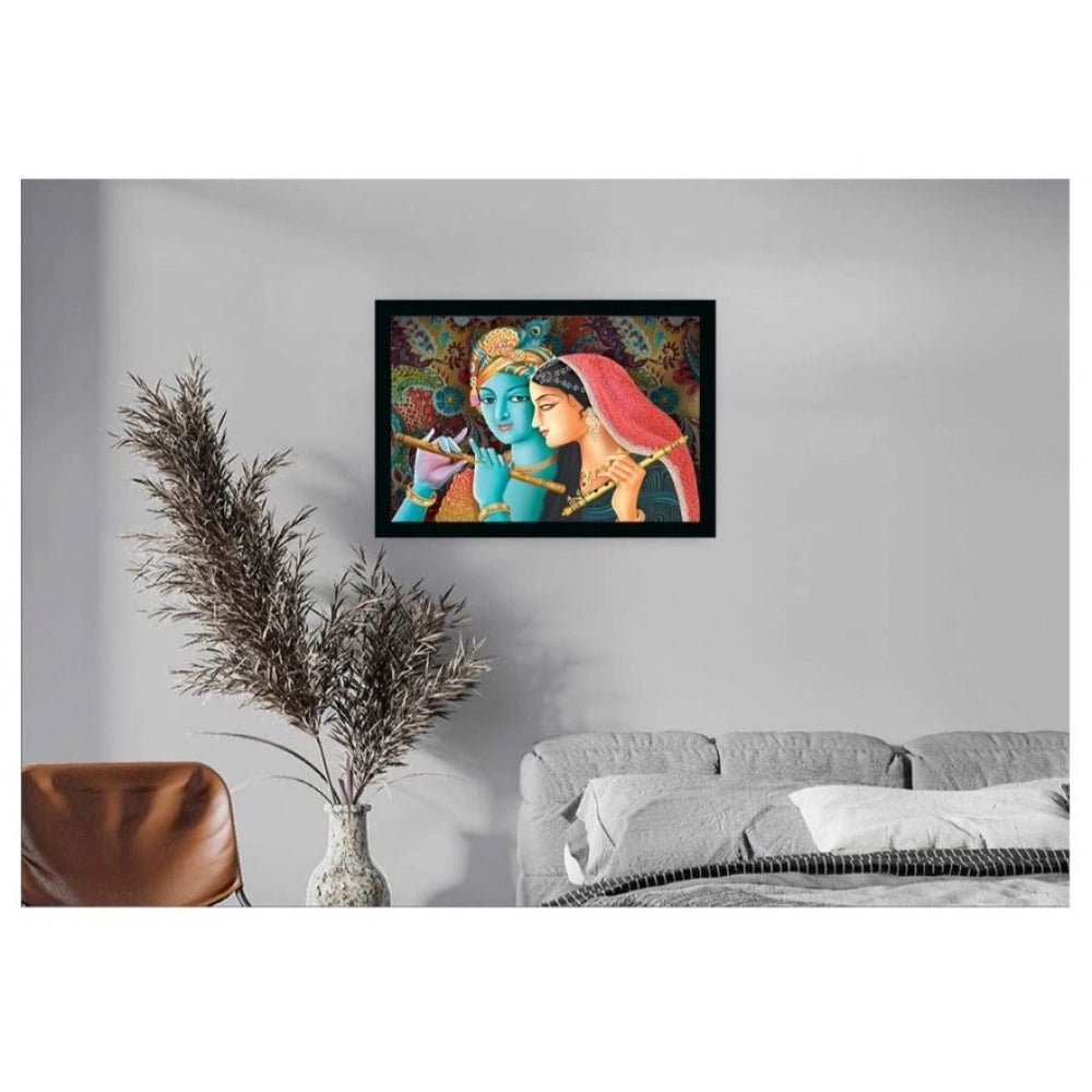 Generic Radha Krishna Painting with Synthetic Photo Frame (Multicolor)