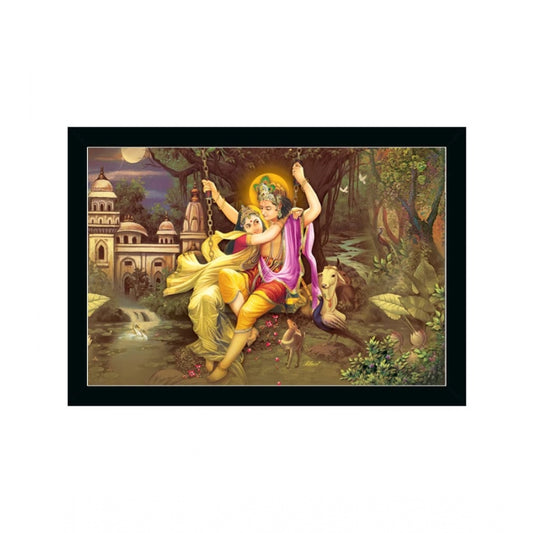 Generic Radha Krishna Painting with Synthetic Photo Frame (Multicolor)