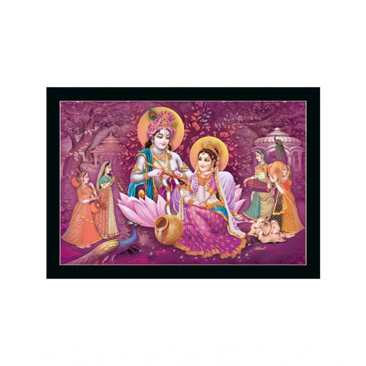 Generic Radha Krishna Painting with Synthetic Photo Frame (Multicolor)