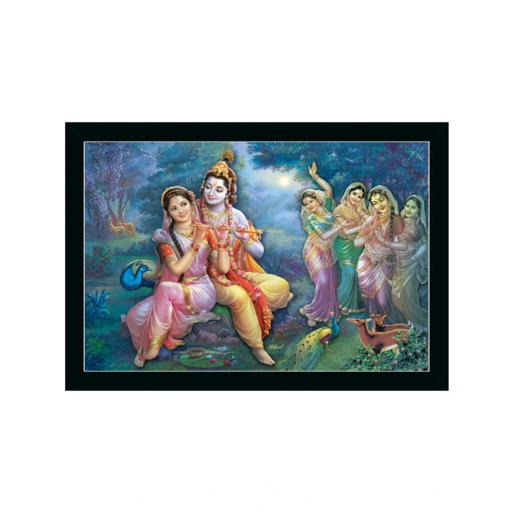 Generic Radha Krishna Painting with Synthetic Photo Frame (Multicolor)