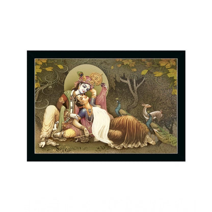 Generic Radha Krishna Painting with Synthetic Photo Frame (Multicolor)