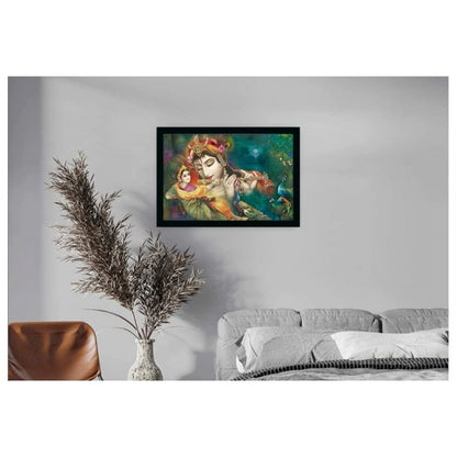 Generic Radha Krishna Painting with Synthetic Photo Frame (Multicolor)