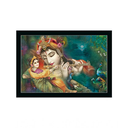 Generic Radha Krishna Painting with Synthetic Photo Frame (Multicolor)