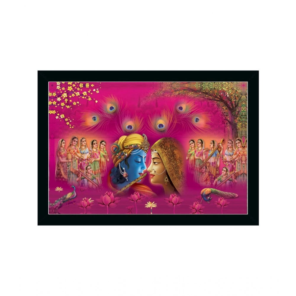 Generic Radha Krishna Painting with Synthetic Photo Frame (Multicolor)