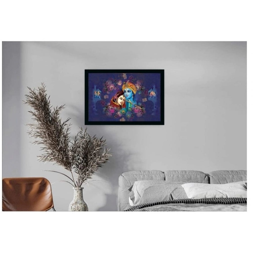 Generic Radha Krishna Painting with Synthetic Photo Frame (Multicolor)