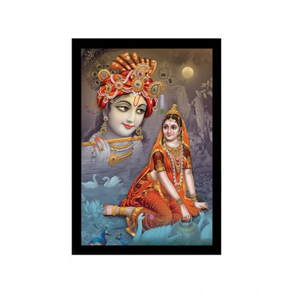 Generic Radha Krishna Painting with Synthetic Photo Frame (Multicolor)