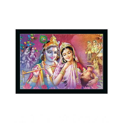 Generic Radha Krishna Painting with Synthetic Photo Frame (Multicolor)