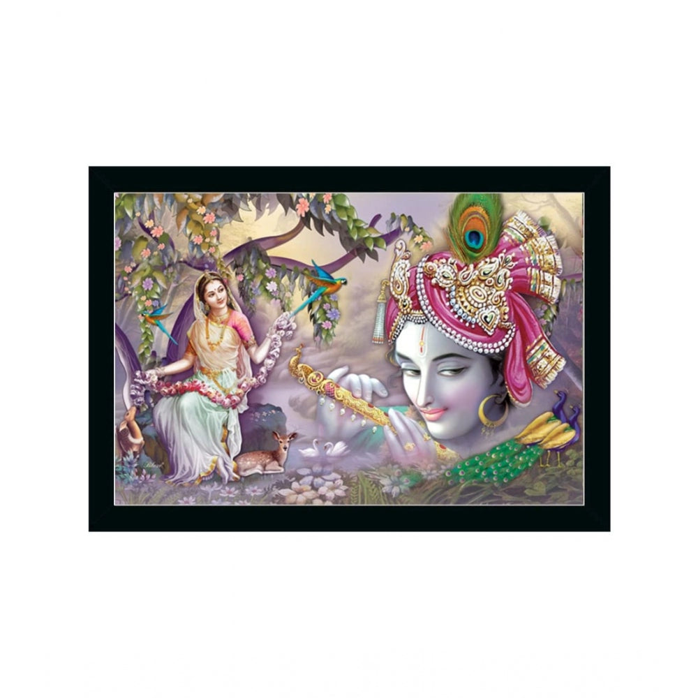 Generic Radha Krishna Painting with Synthetic Photo Frame (Multicolor)