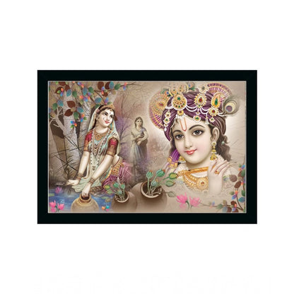 Generic Radha Krishna Painting with Synthetic Photo Frame (Multicolor)