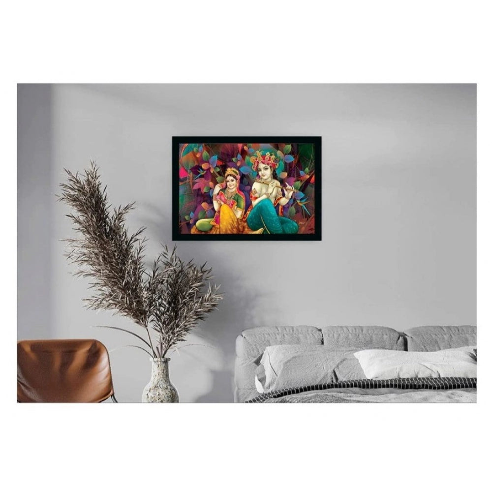 Generic Radha Krishna Painting with Synthetic Photo Frame (Multicolor)