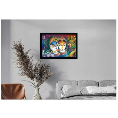 Generic Radha Krishna Painting with Synthetic Photo Frame (Multicolor)