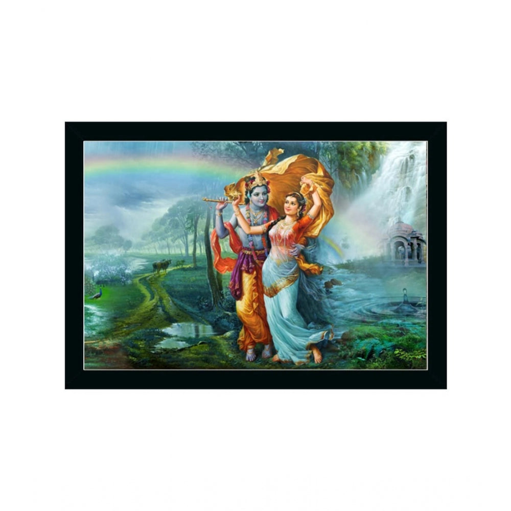 Generic Radha Krishna Painting with Synthetic Photo Frame (Multicolor)