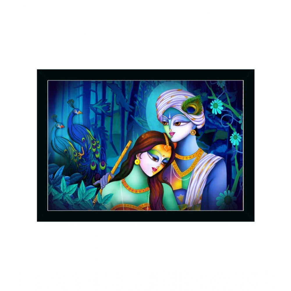 Generic Radha Krishna Painting with Synthetic Photo Frame (Multicolor)