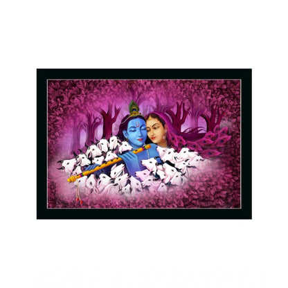 Generic Radha Krishna Painting with Synthetic Photo Frame (Multicolor)