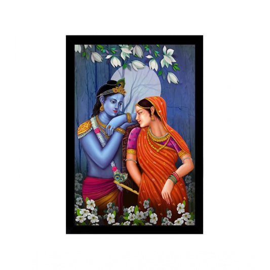 Generic Radha Krishna Painting with Synthetic Photo Frame (Multicolor)