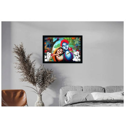 Generic Radha Krishna Painting with Synthetic Photo Frame (Multicolor)