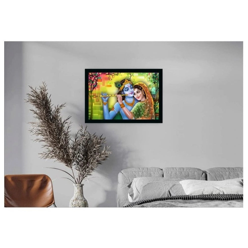 Generic Radha Krishna Painting with Synthetic Photo Frame (Multicolor)