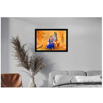 Generic Radha Krishna Painting with Synthetic Photo Frame (Multicolor)