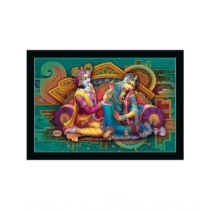 Generic Radha Krishna Painting with Synthetic Photo Frame (Multicolor)