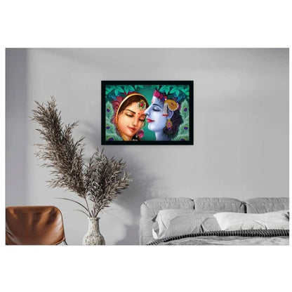 Generic Beautiful Radha Krishna Vinyl Sparkle Coated with Synthetic Photo Frame (Multicolor)