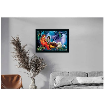 Generic Radha Krishna Painting with Synthetic Photo Frame (Multicolor)