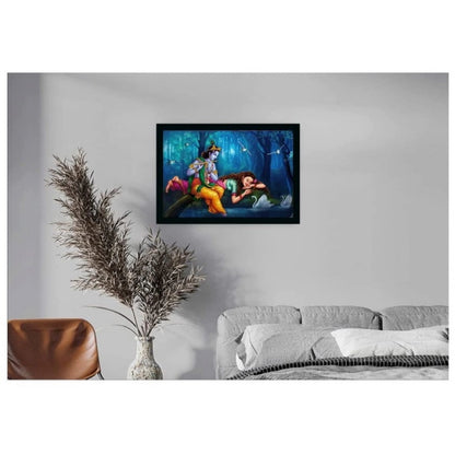 Generic Radha Krishna Painting with Synthetic Photo Frame (Multicolor)