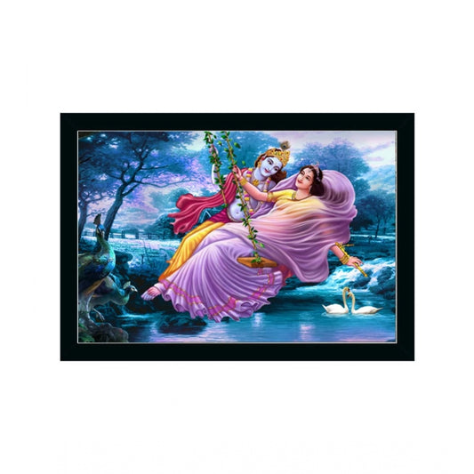 Generic Radha Krishna Painting with Synthetic Photo Frame (Multicolor)